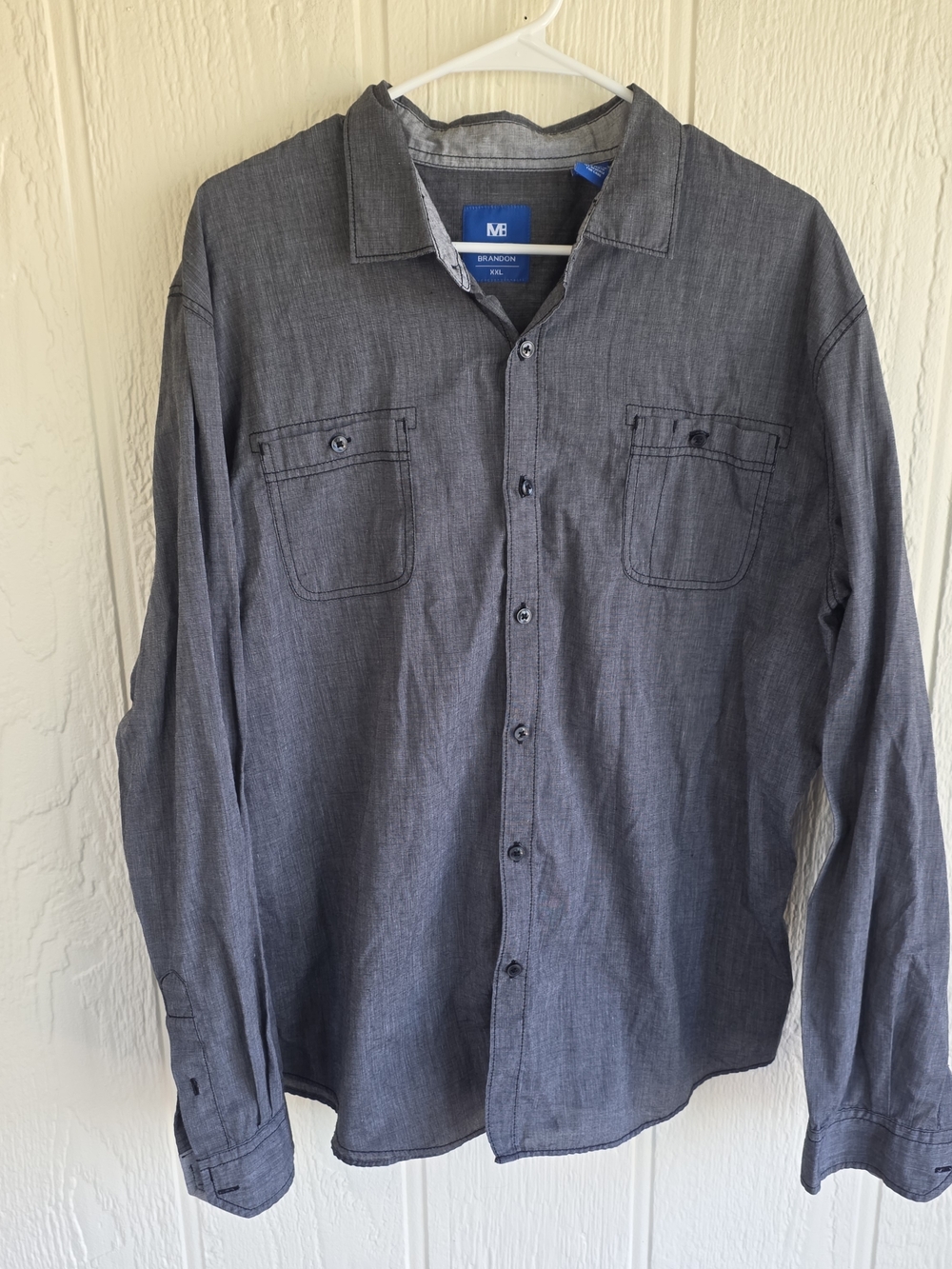 Michael Brandon Men’s Dark Gray Casual Button-Down Shirt, Size XXL